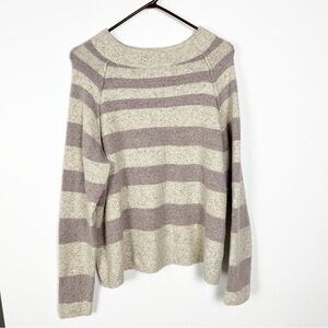 Free People Striped Raglan Wool Blend Sweater Gray Purple Grunge Soft Size M